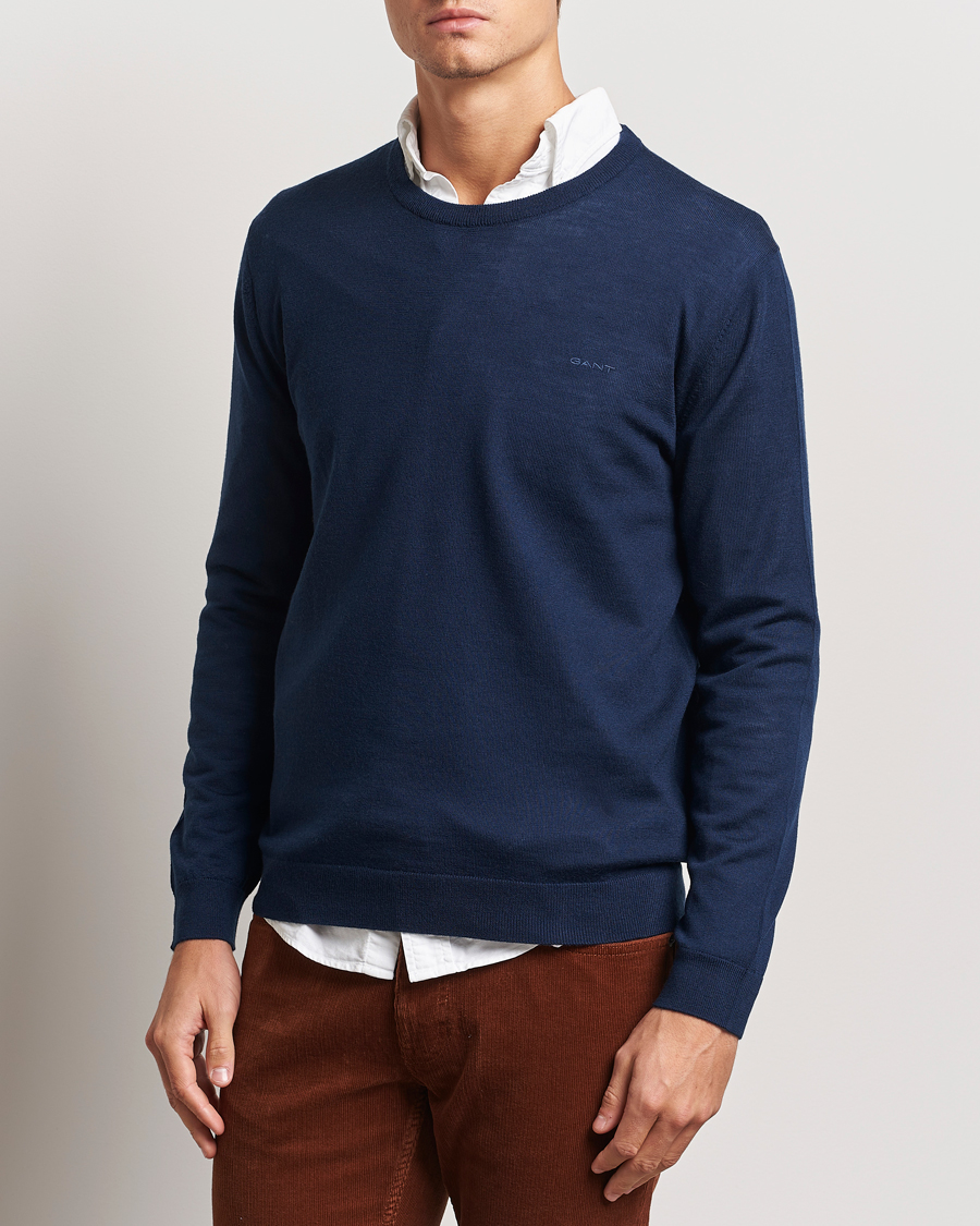 Homme | Pulls Et Tricots | GANT | Extrafine Merino Wool C-Neck Marine