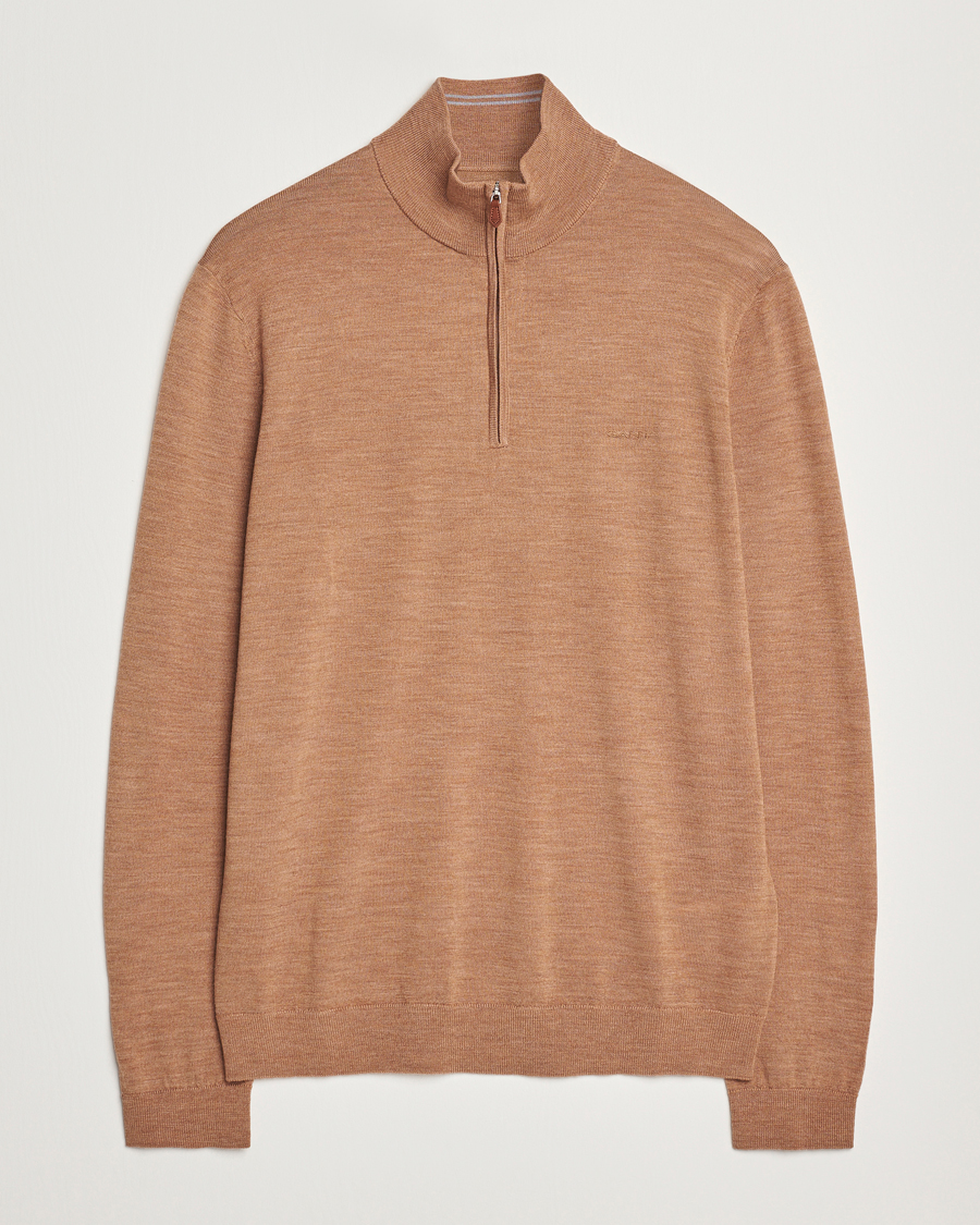 Homme | Pulls Et Tricots | GANT | Extrafine Merino Wool Half Zip Dk Sand Melange