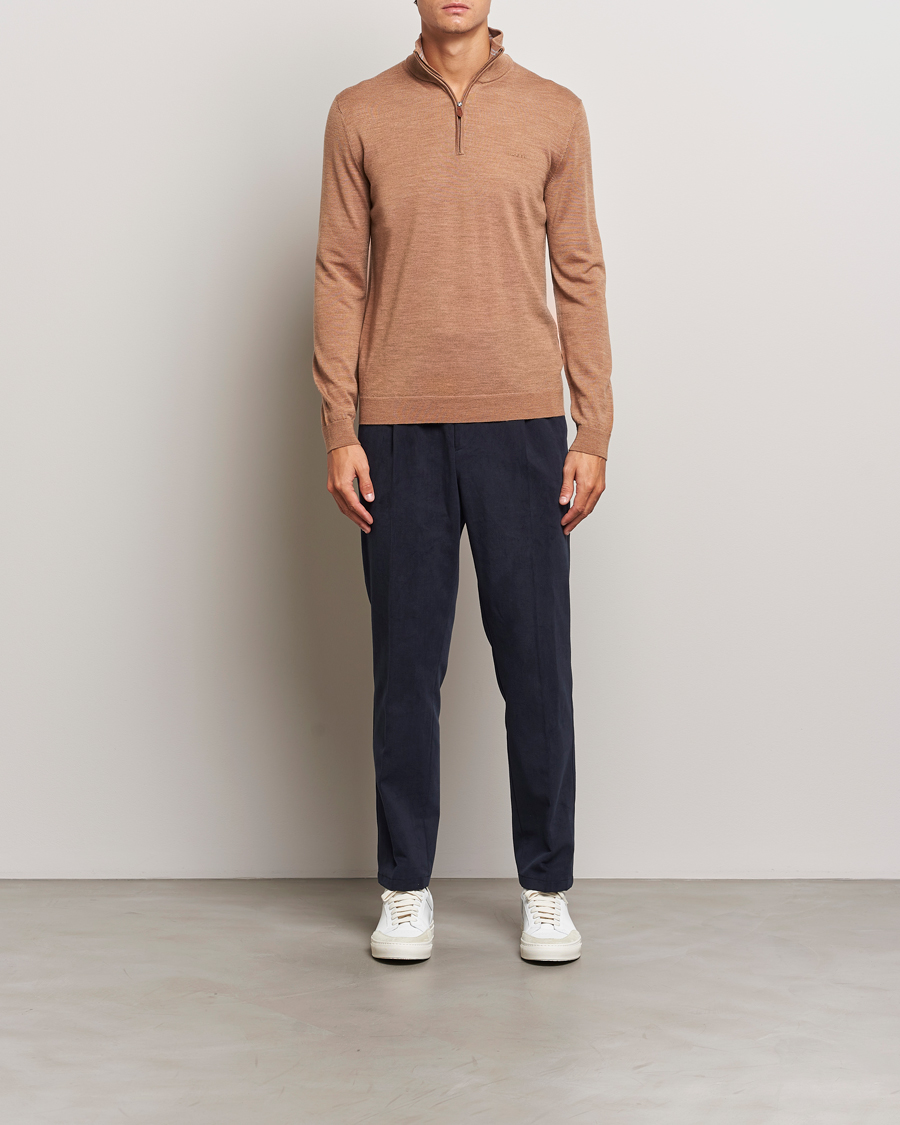 Homme | Pulls Et Tricots | GANT | Extrafine Merino Wool Half Zip Dk Sand Melange