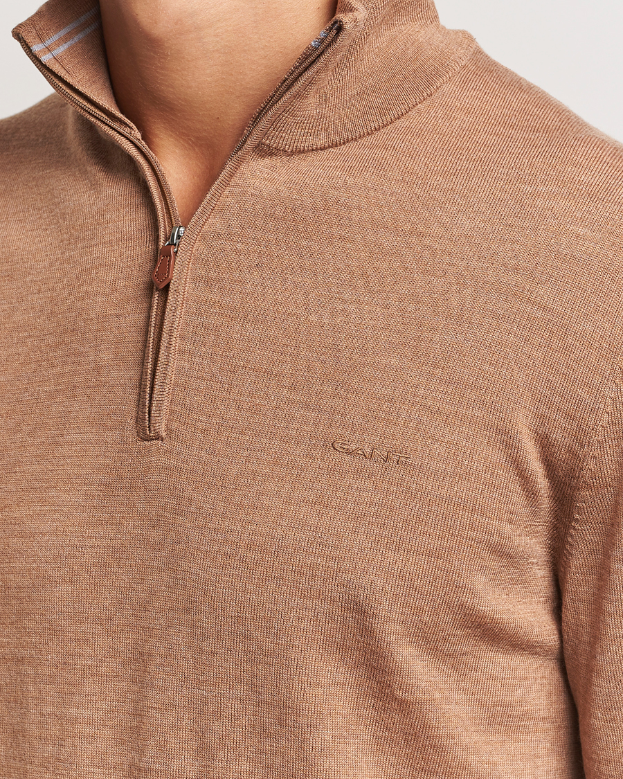 Homme | Pulls Et Tricots | GANT | Extrafine Merino Wool Half Zip Dk Sand Melange