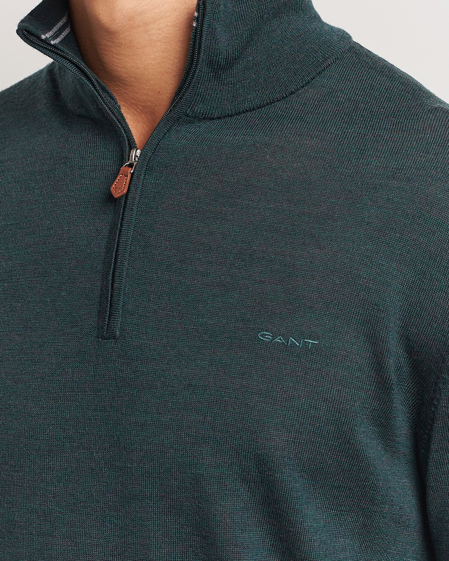 Homme | Pulls Et Tricots | GANT | Extrafine Merino Wool Half Zip Tartan Green