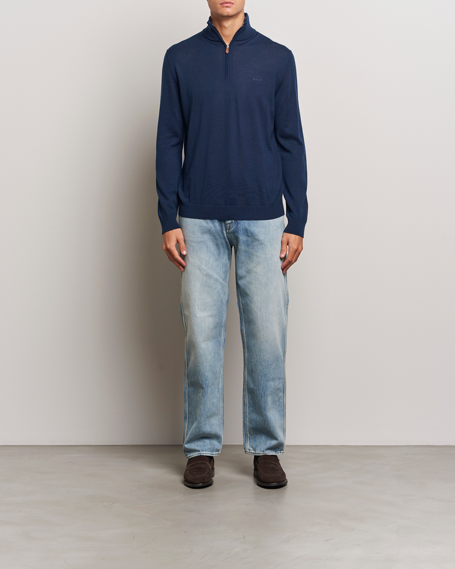 Homme | Pulls Et Tricots | GANT | Extrafine Merino Wool Half Zip Marine