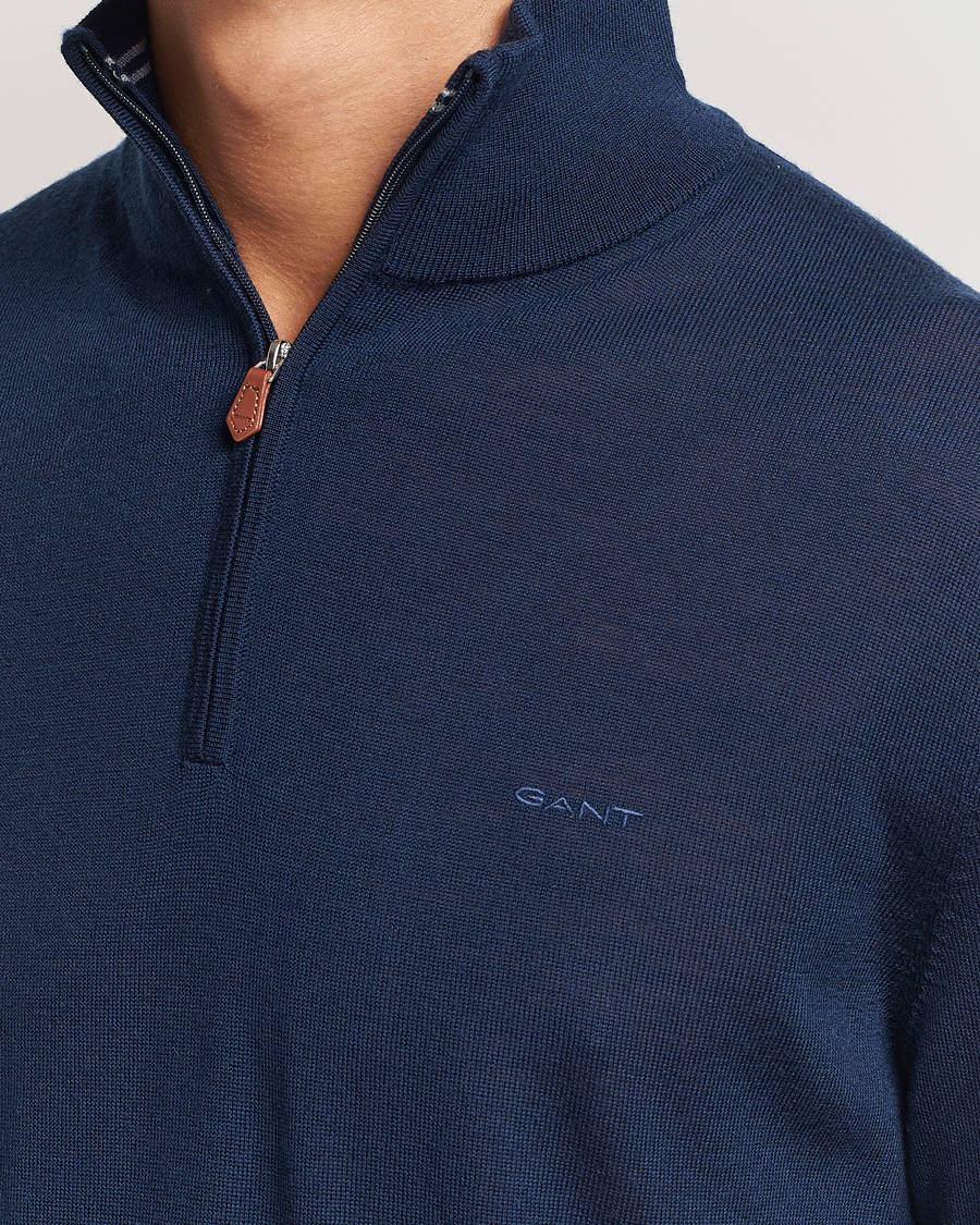 Homme | Pulls Et Tricots | GANT | Extrafine Merino Wool Half Zip Marine