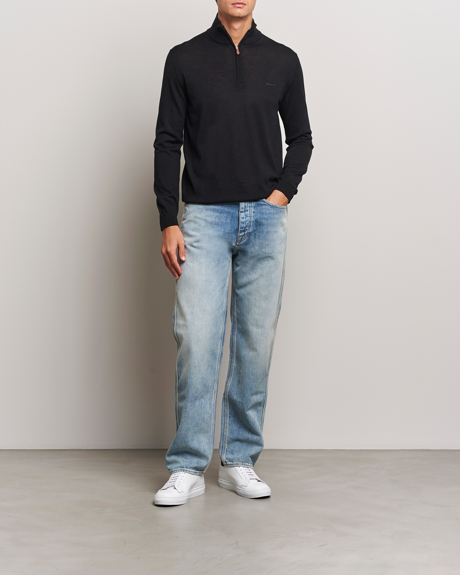 Homme | Pulls Et Tricots | GANT | Extrafine Merino Wool Half Zip Black