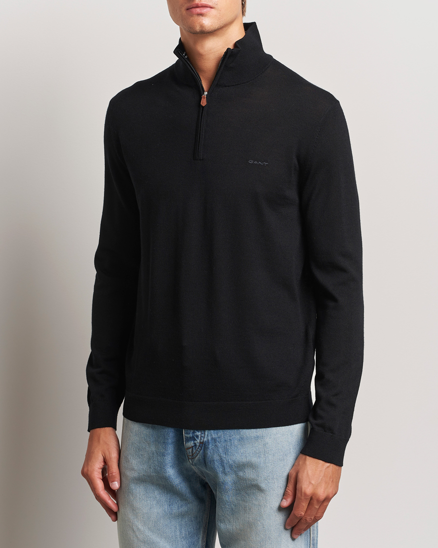 Homme | Pulls Et Tricots | GANT | Extrafine Merino Wool Half Zip Black