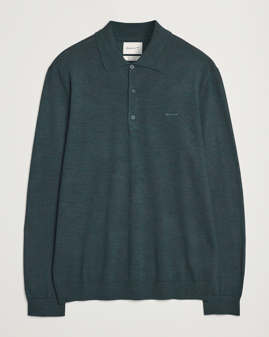 Homme | Pulls Et Tricots | GANT | Extrafine Merino Wool Polo Tartan Green