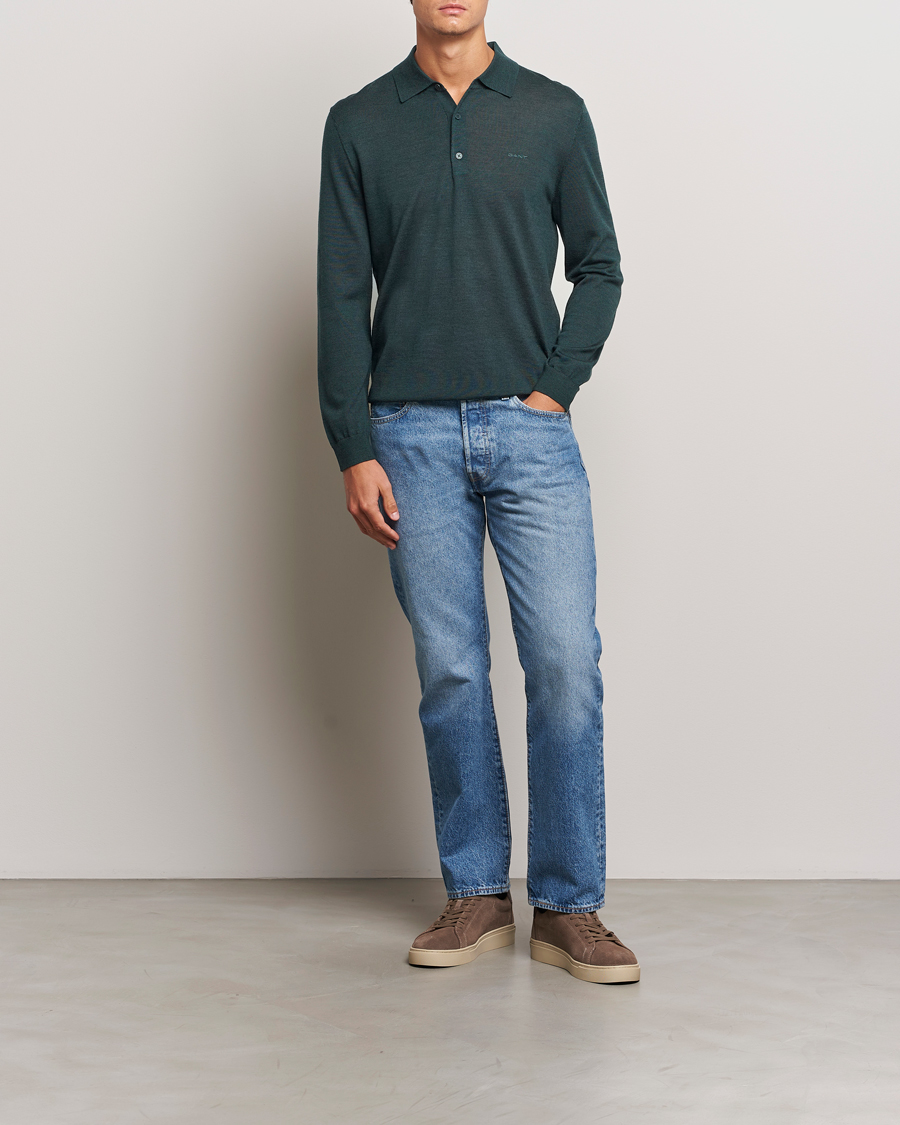 Homme | Pulls Et Tricots | GANT | Extrafine Merino Wool Polo Tartan Green