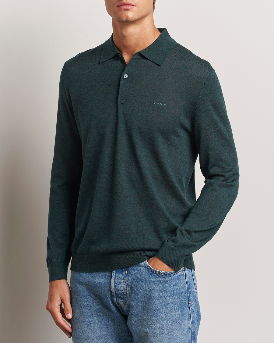 Homme | Pulls Et Tricots | GANT | Extrafine Merino Wool Polo Tartan Green