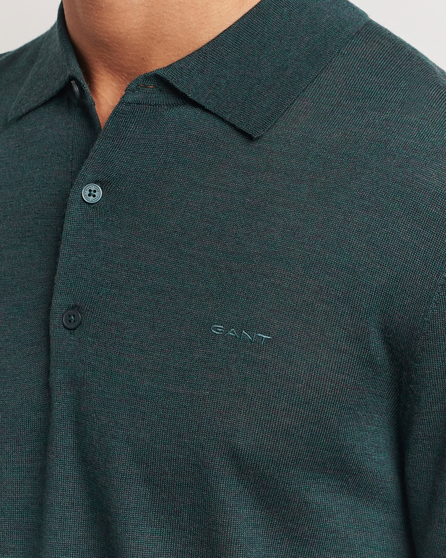 Homme | Pulls Et Tricots | GANT | Extrafine Merino Wool Polo Tartan Green