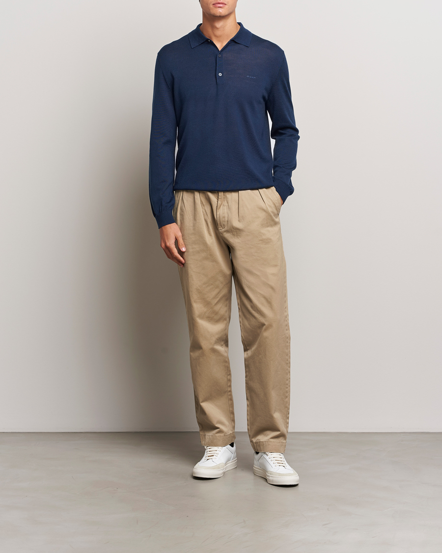 Homme | Pulls Et Tricots | GANT | Extrafine Merino Wool Polo Marine