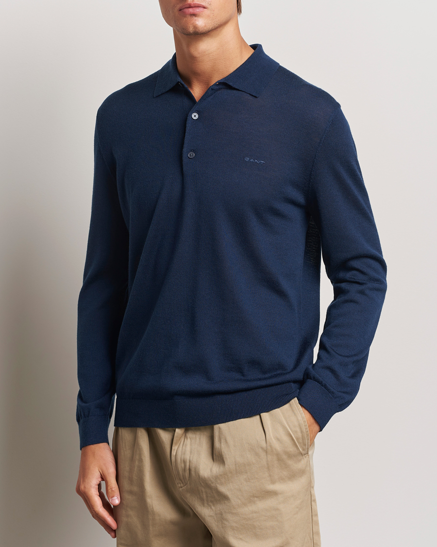 Homme | Pulls Et Tricots | GANT | Extrafine Merino Wool Polo Marine