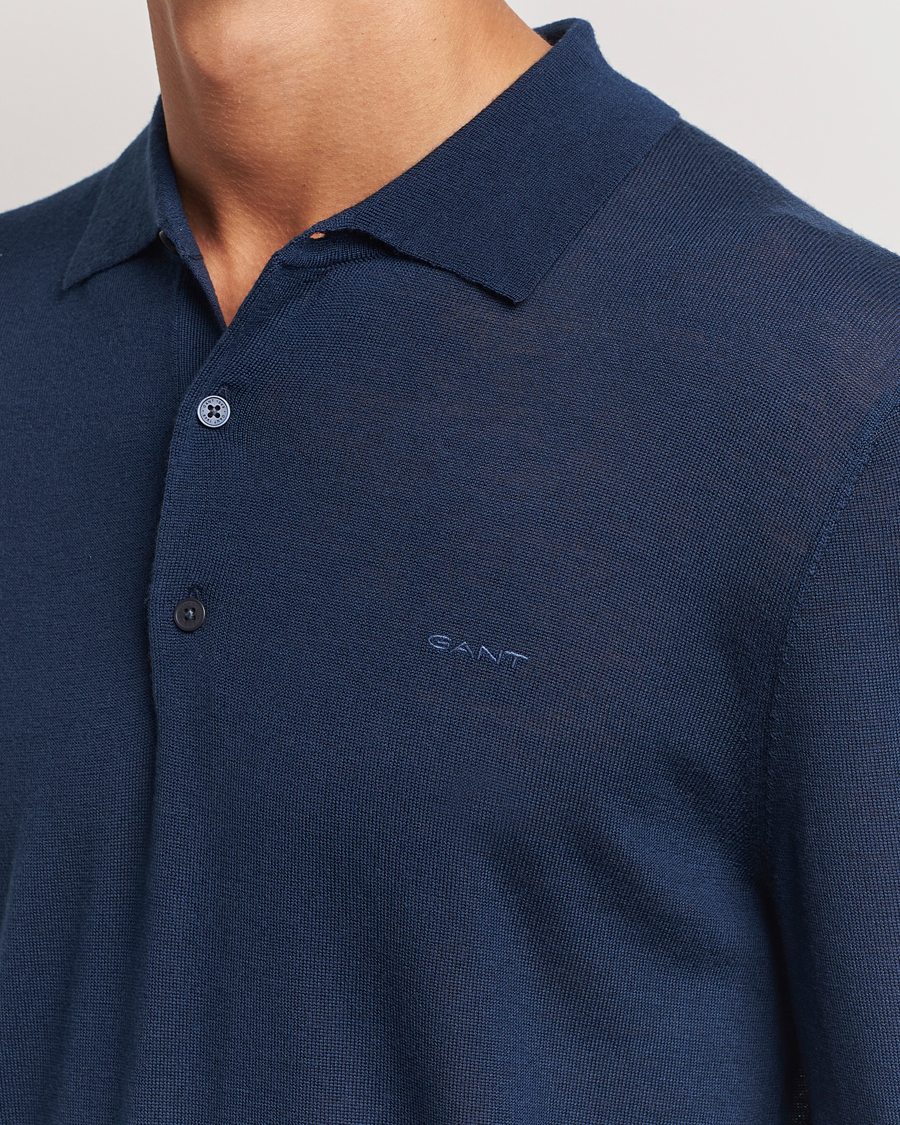 Homme | Pulls Et Tricots | GANT | Extrafine Merino Wool Polo Marine