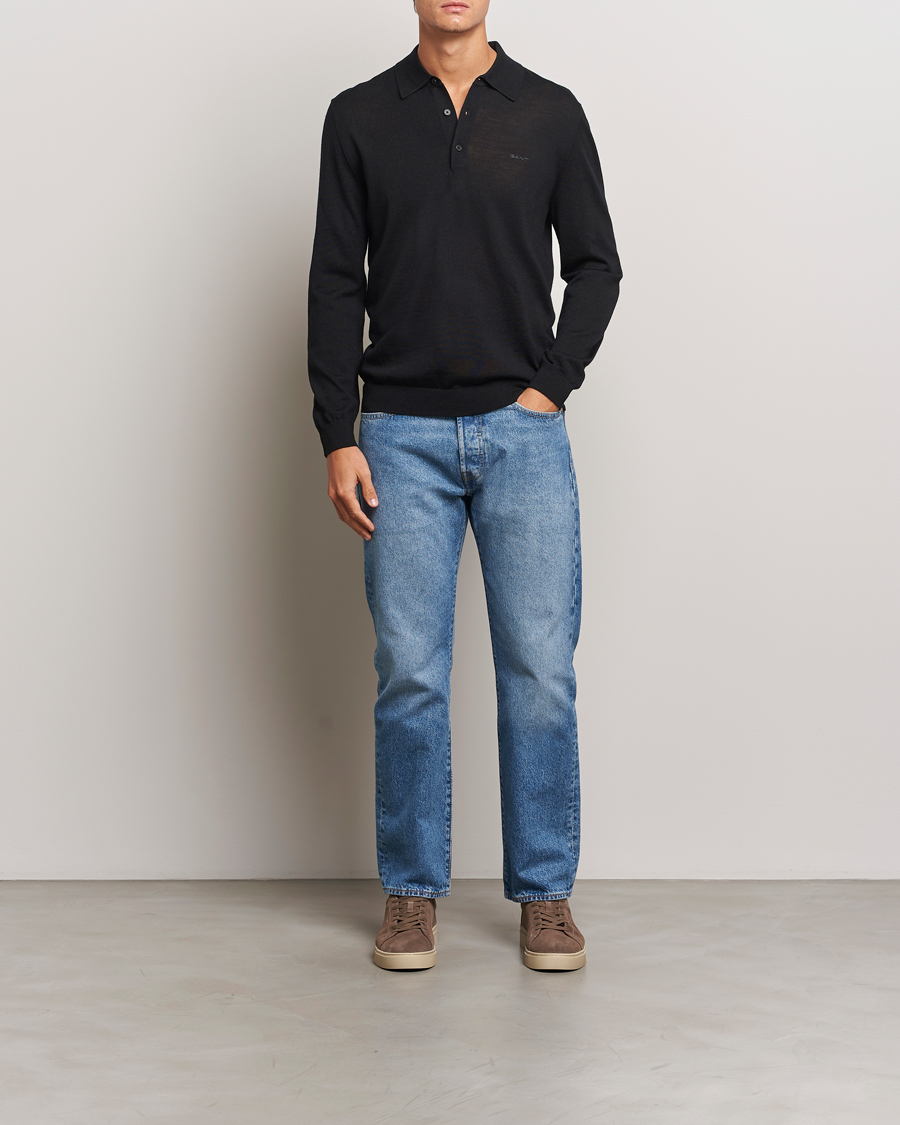 Homme | Pulls Et Tricots | GANT | Extrafine Merino Wool Polo Black