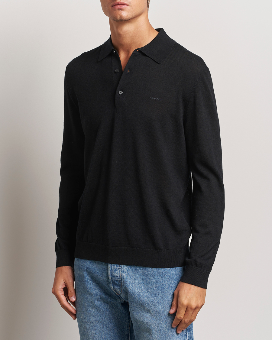 Homme | Pulls Et Tricots | GANT | Extrafine Merino Wool Polo Black