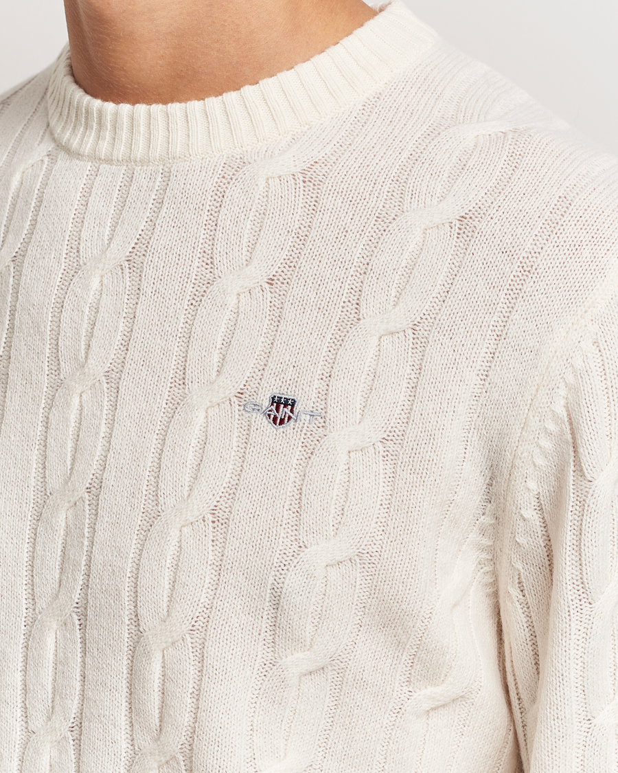 Homme | Pulls Et Tricots | GANT | Lambswool Cable C-Neck Cream