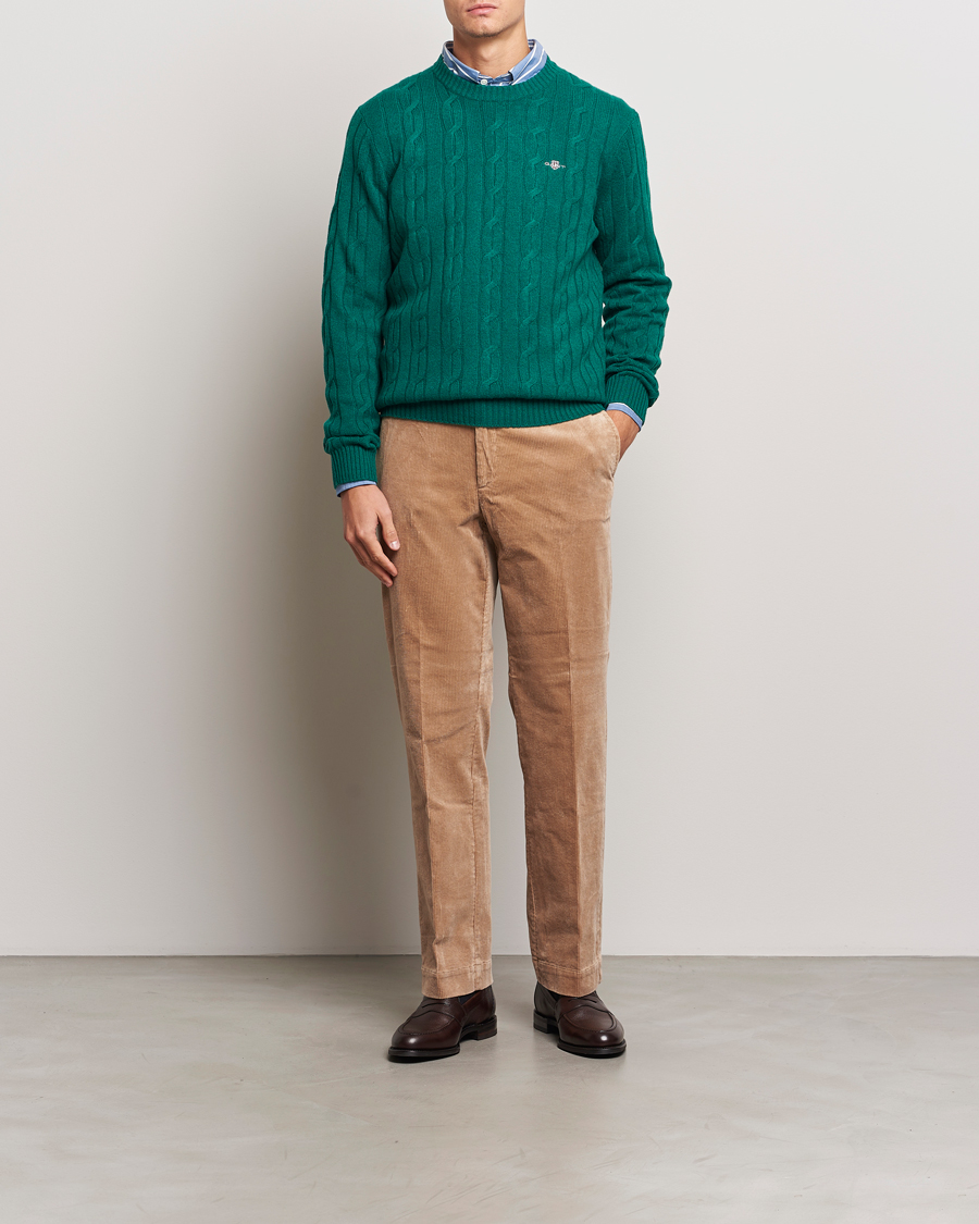 Homme | Pulls Et Tricots | GANT | Lambswool Cable C-Neck Deep Forest Green