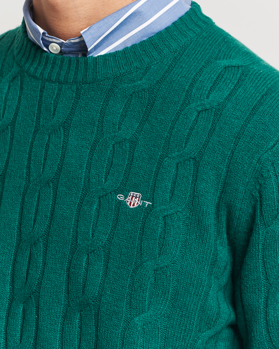 Homme | Pulls Et Tricots | GANT | Lambswool Cable C-Neck Deep Forest Green