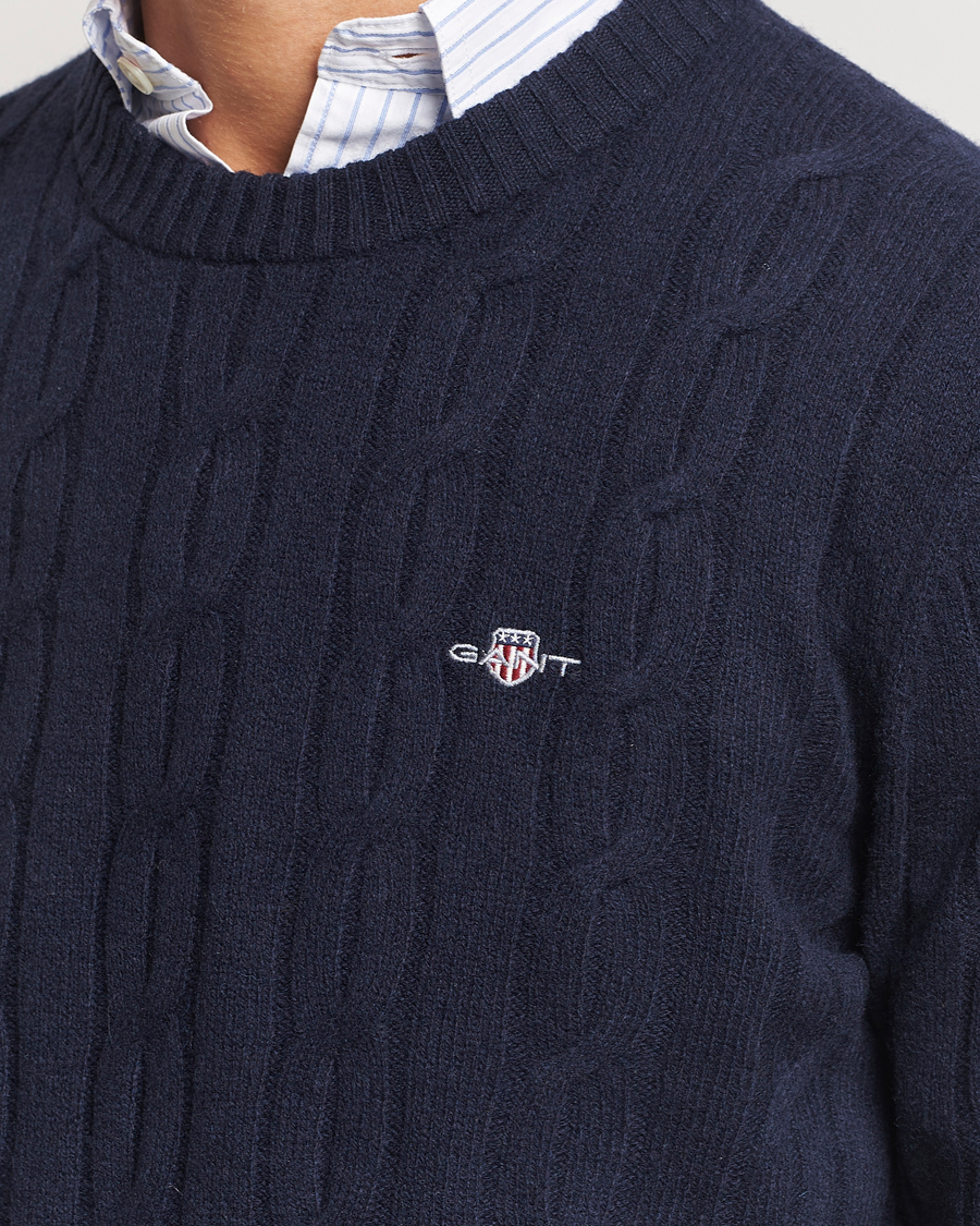 Homme | Pulls Et Tricots | GANT | Lambswool Cable C-Neck Evening Blue