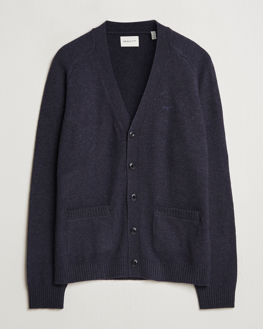 Homme | Pulls Et Tricots | GANT | Wool Blend Cardigan Dark Navy Melange