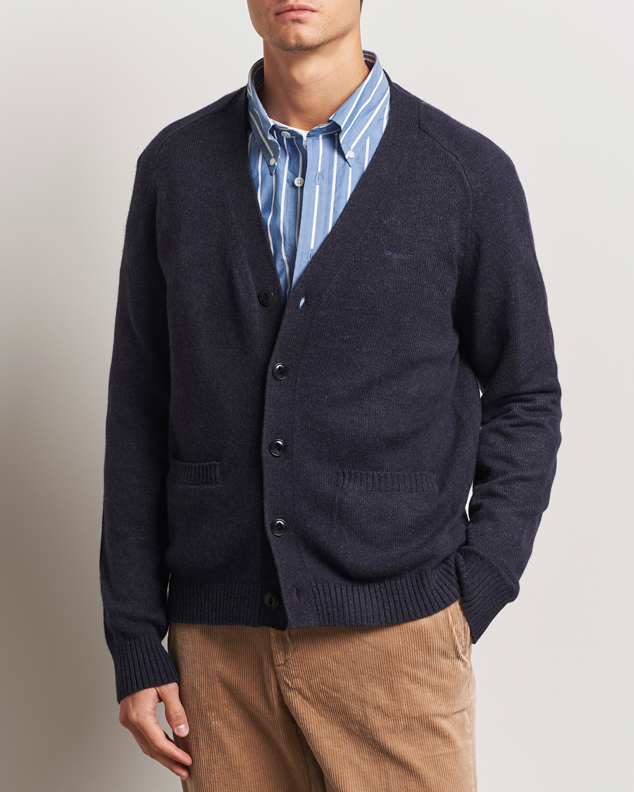 Homme | Pulls Et Tricots | GANT | Wool Blend Cardigan Dark Navy Melange