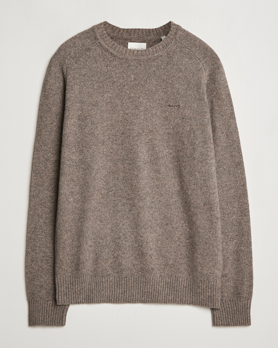 Homme | Pulls Et Tricots | GANT | Wool Blend C-Neck Dark Hazelnut Melange