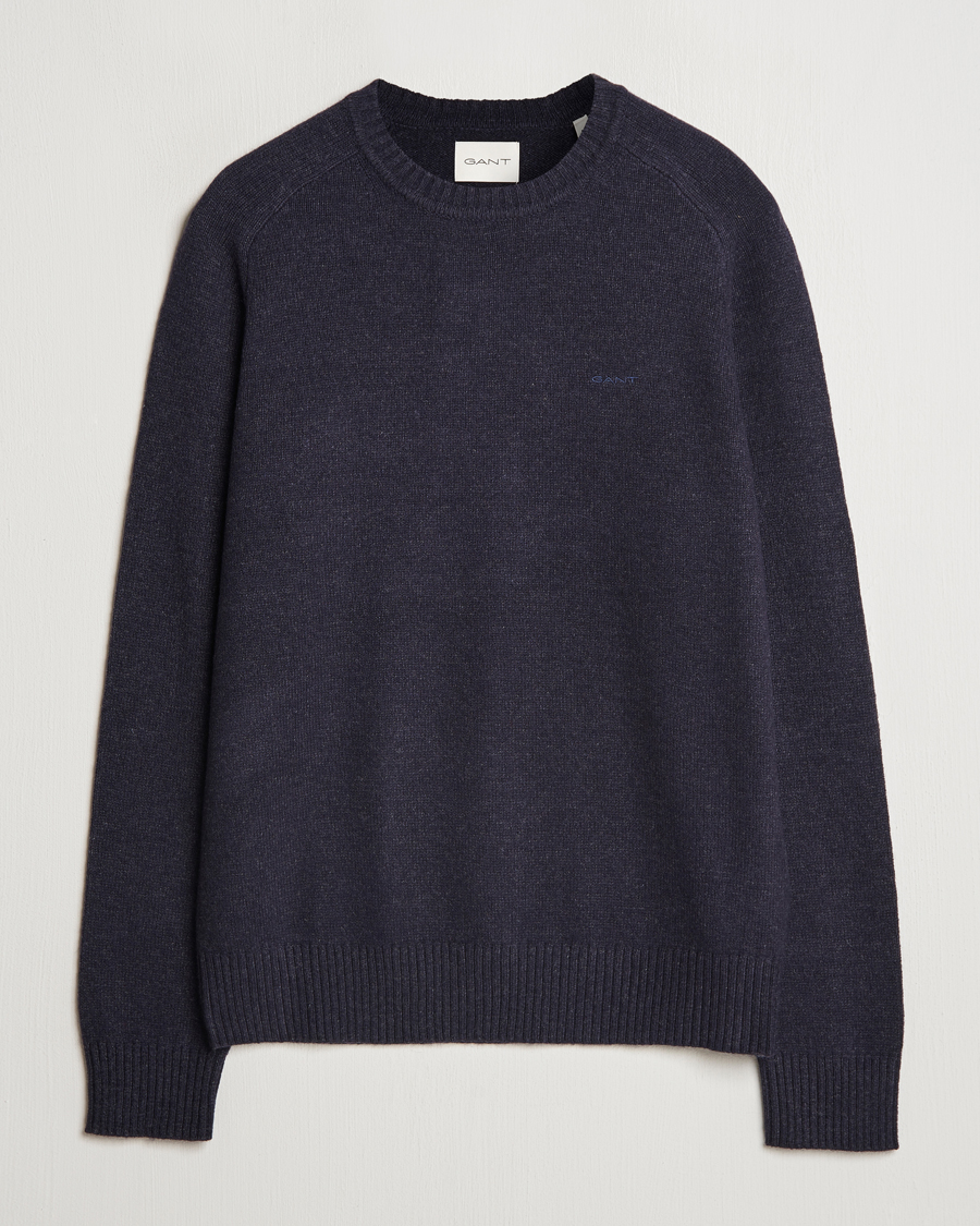 Homme | Pulls Et Tricots | GANT | Wool Blend C-Neck Dark Navy Melange