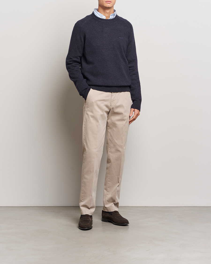 Homme | Pulls Et Tricots | GANT | Wool Blend C-Neck Dark Navy Melange