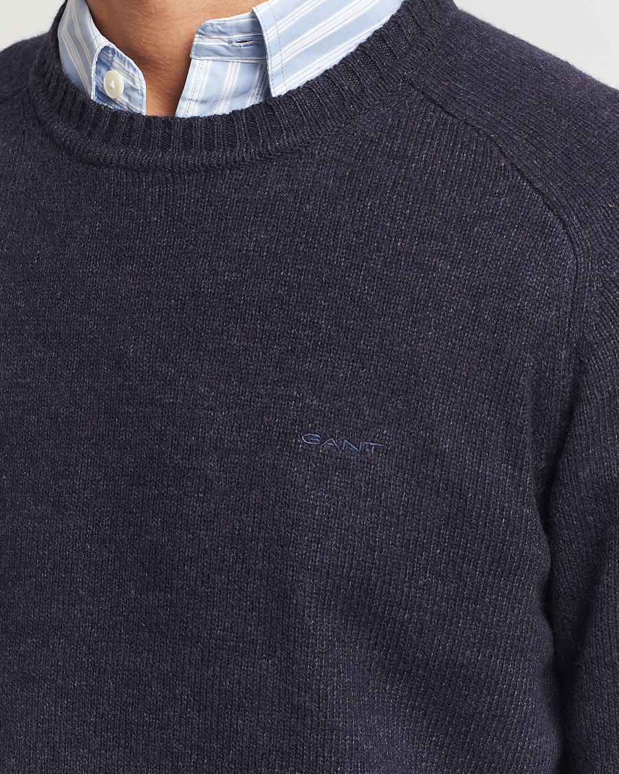Homme | Pulls Et Tricots | GANT | Wool Blend C-Neck Dark Navy Melange