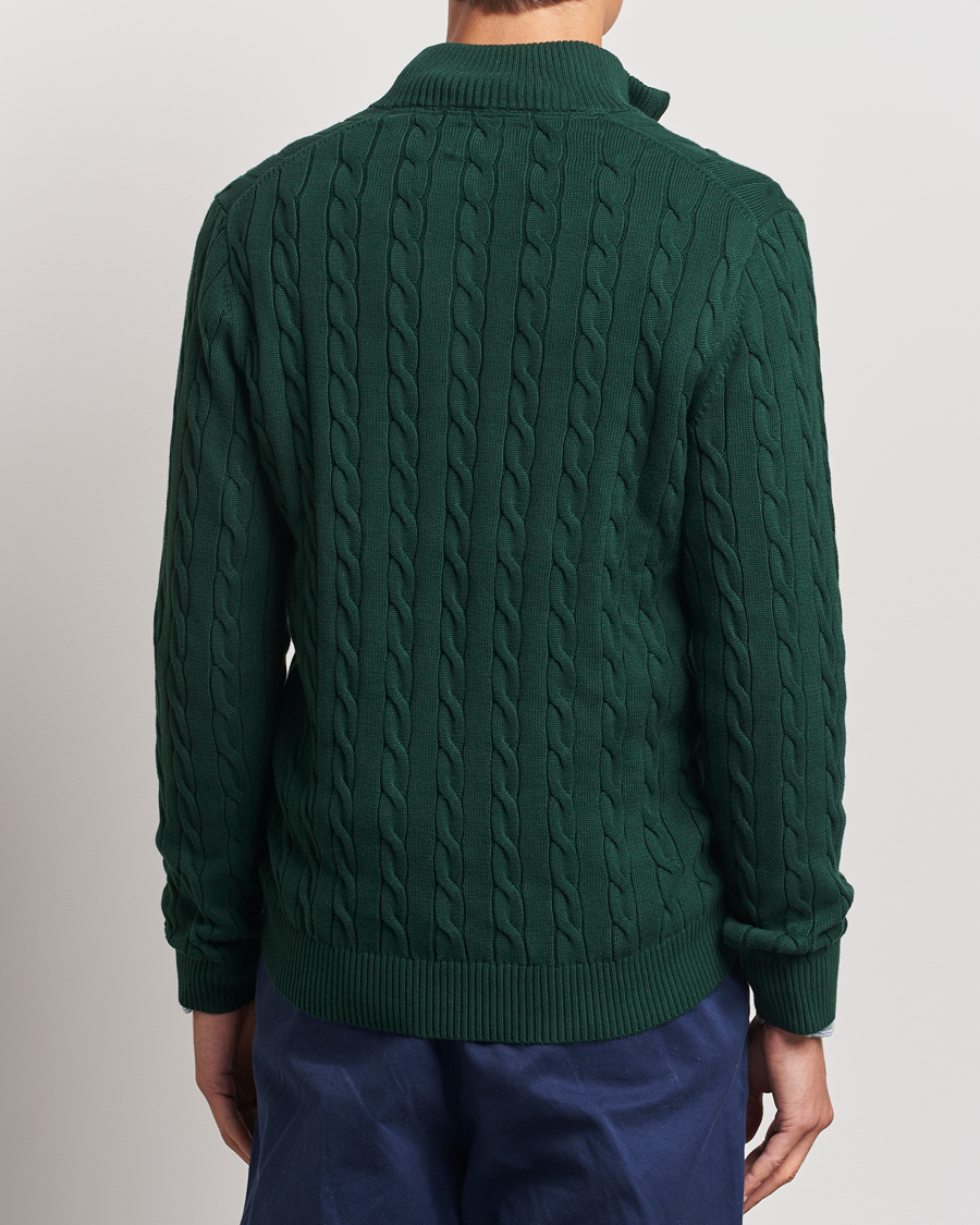 Homme | Pulls Et Tricots | GANT | Cotton Cable Half Zip Tartan Green