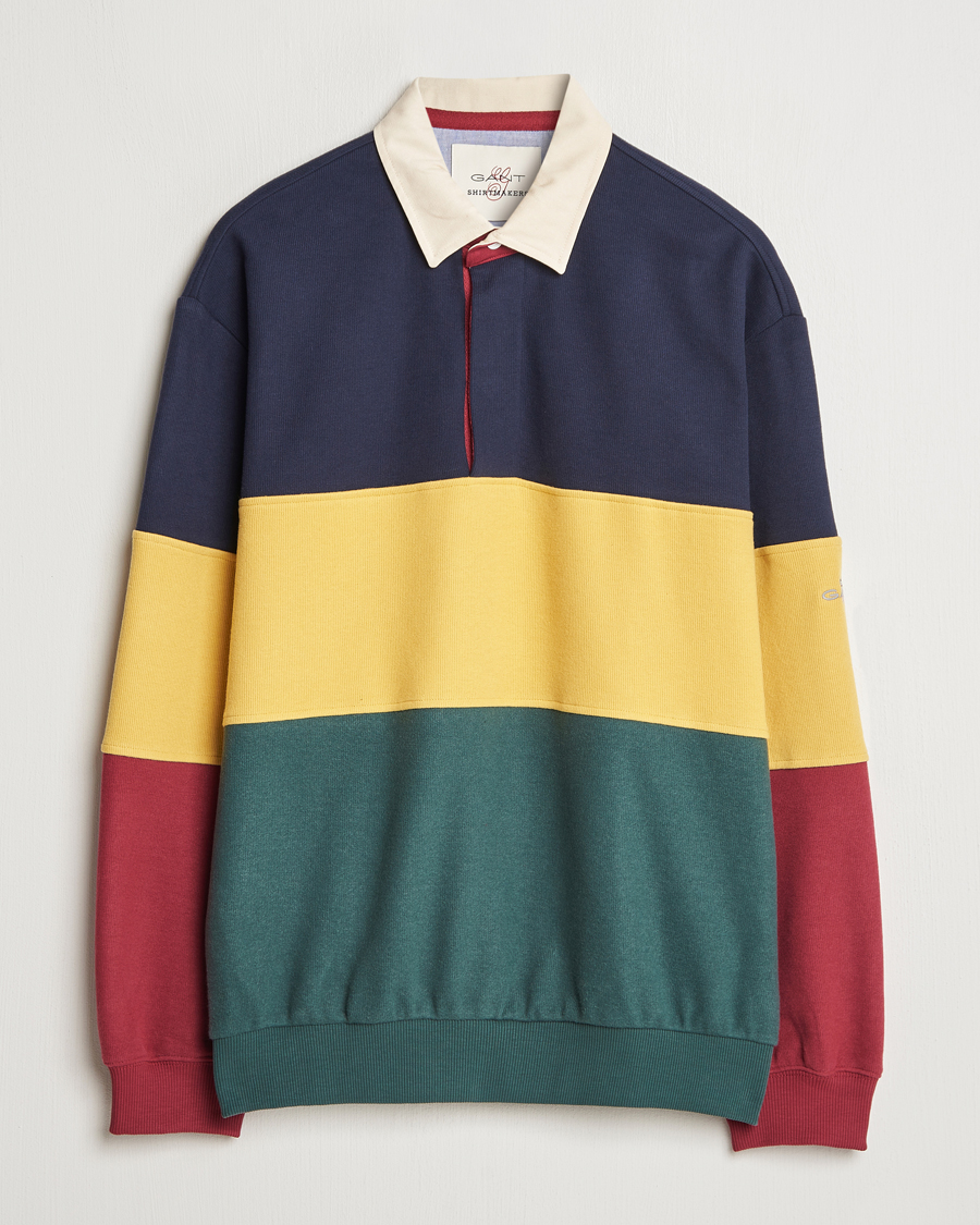 Homme | Pulls Et Tricots | GANT | Sweat Color Block Heavy Rugger Evening Blue