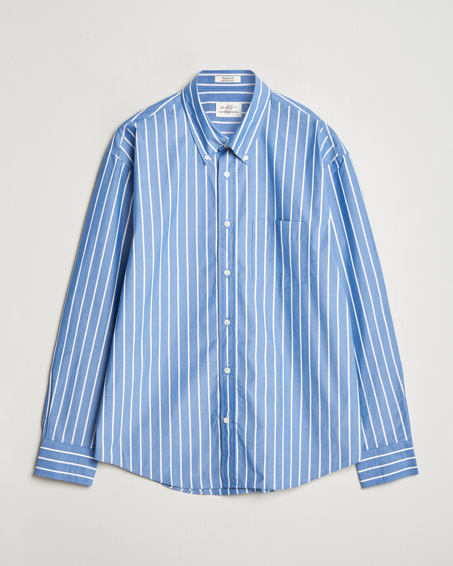 Homme | Chemises | GANT | Rel Herigate Poplin Stripe Shirt Lapis Blue