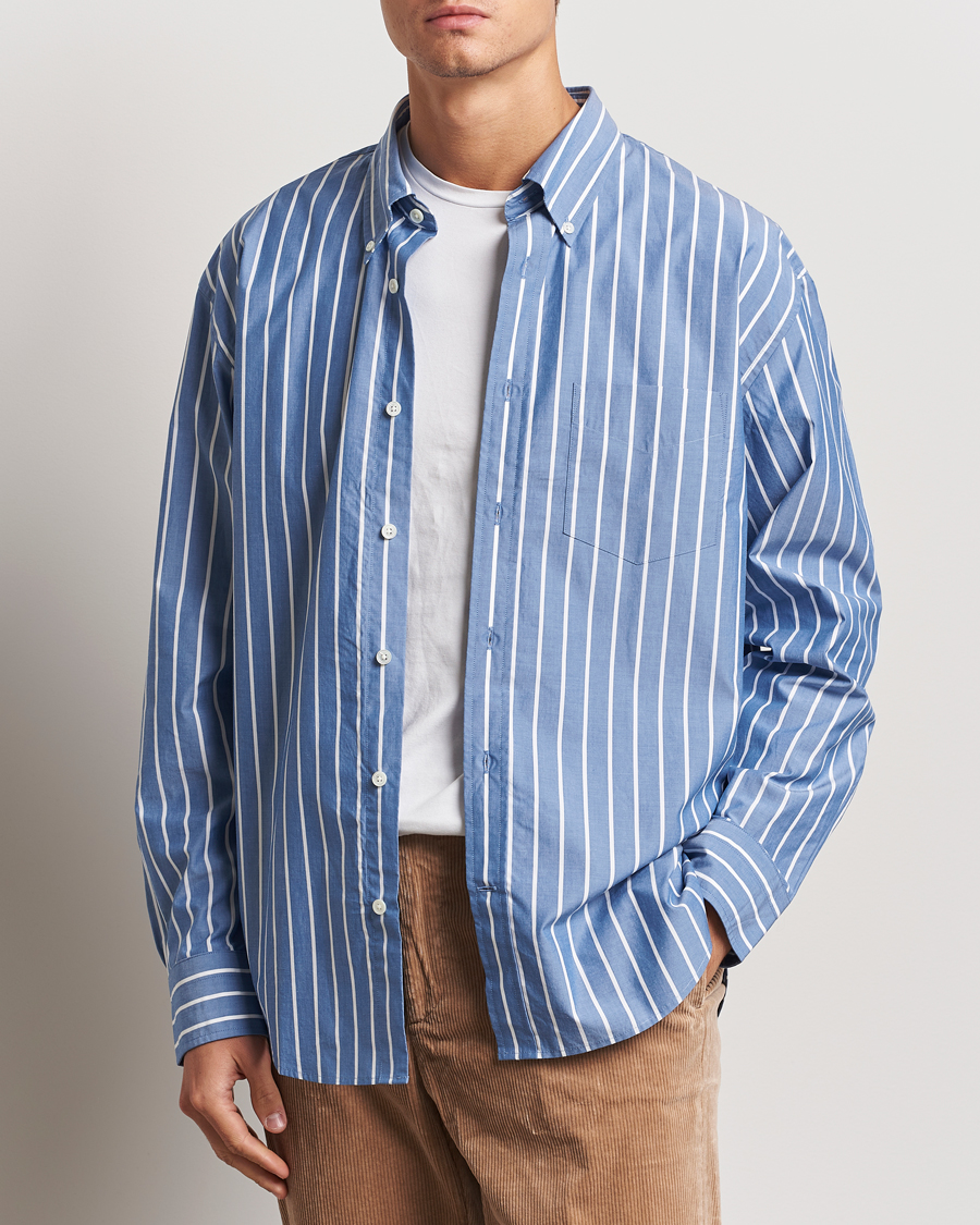 Homme | Chemises | GANT | Rel Herigate Poplin Stripe Shirt Lapis Blue