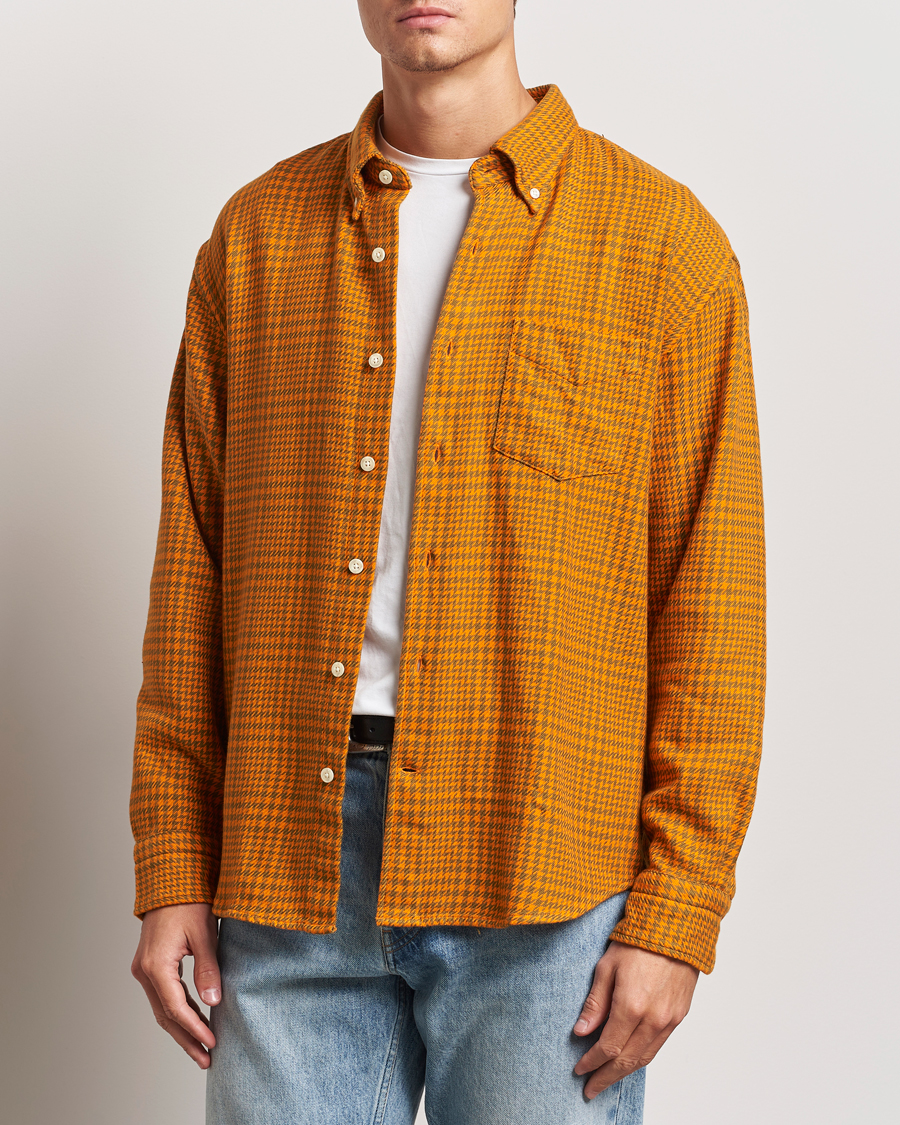 Homme | Chemises | GANT | Rel Houndstooth Shirt Sweet Orange