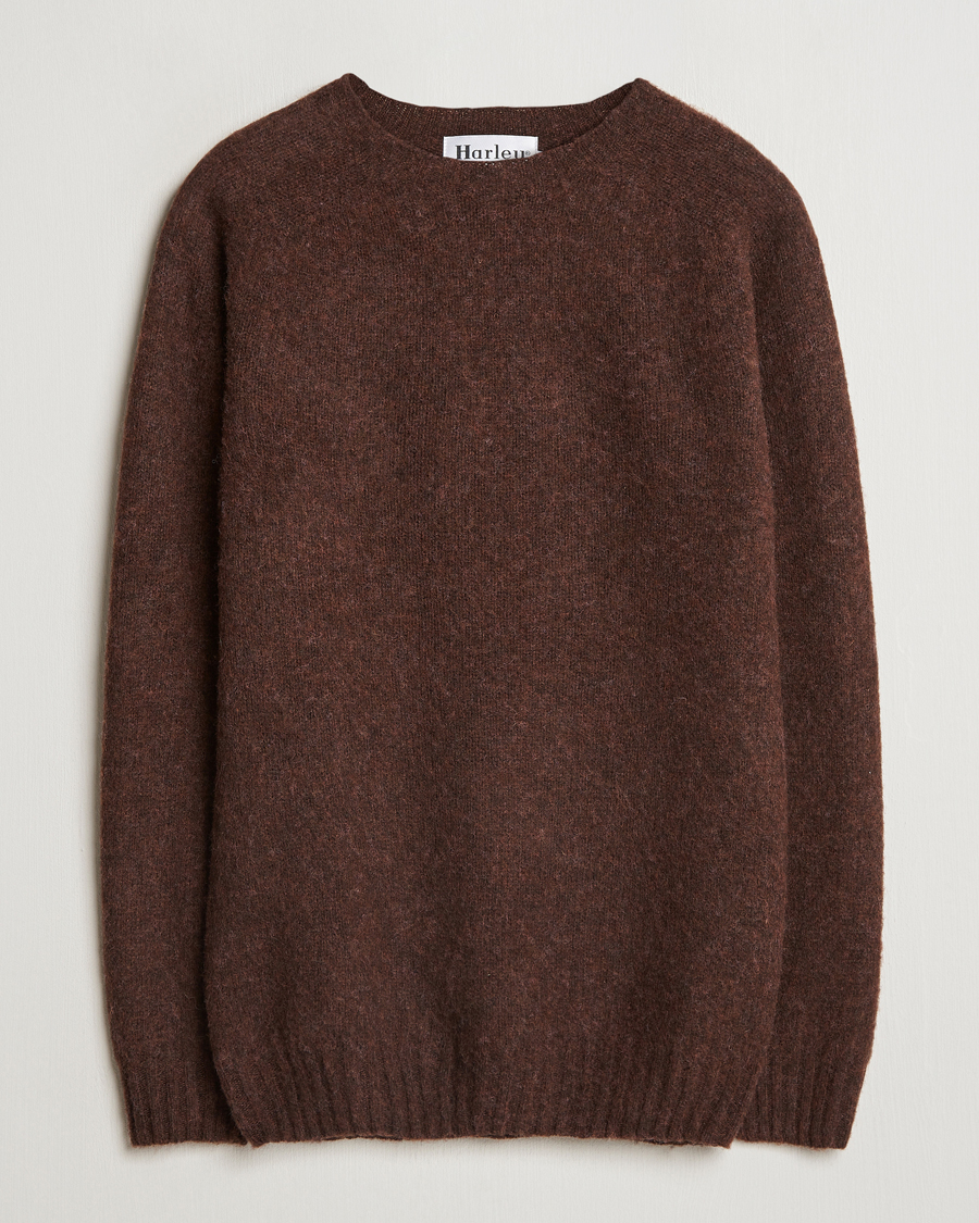 Homme | Pulls Et Tricots | Harley Of Scotland | Brushed Supersoft Lambswool Crewneck Coffee