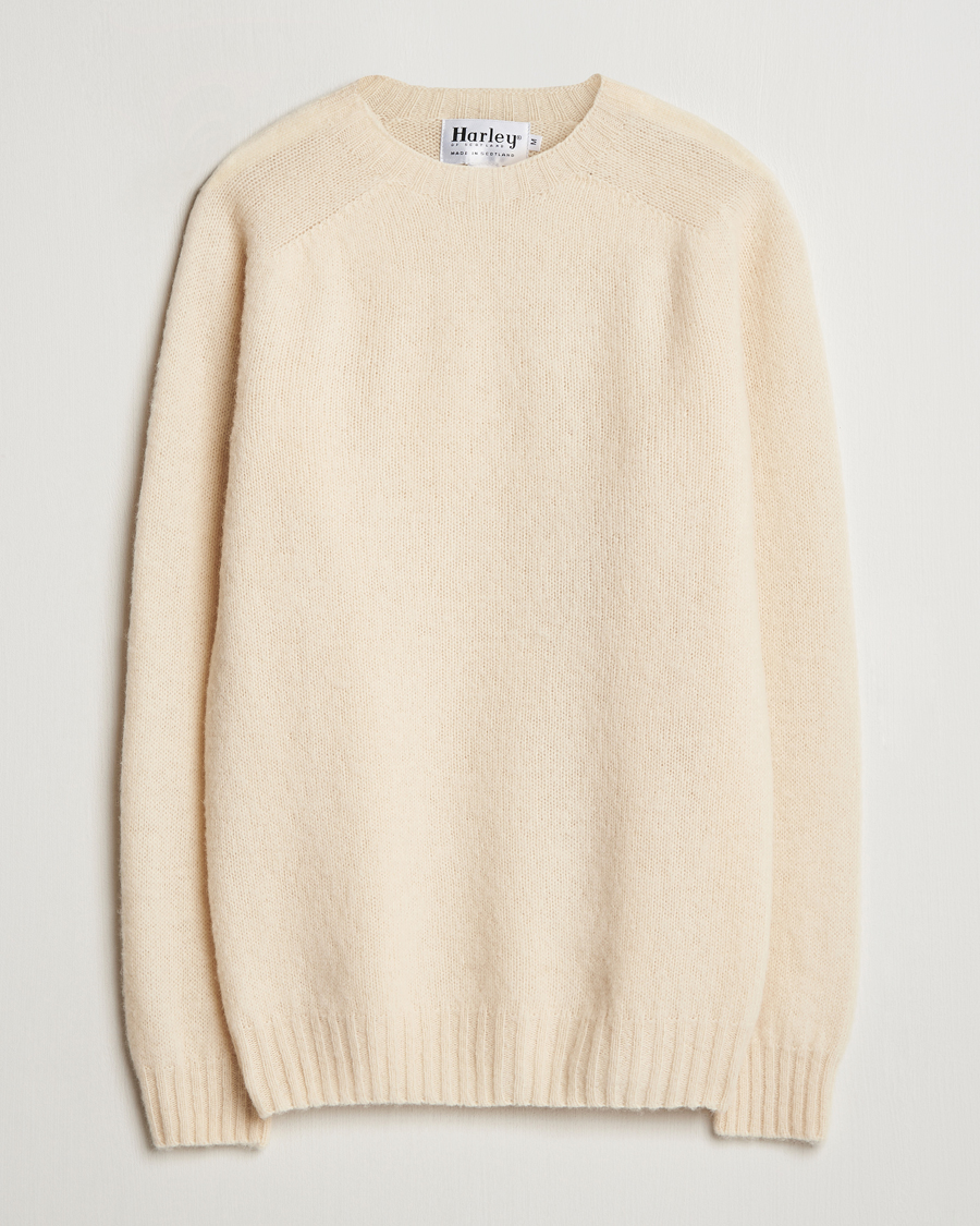Homme | Pulls Et Tricots | Harley Of Scotland | Brushed Supersoft Lambswool Crewneck Cream