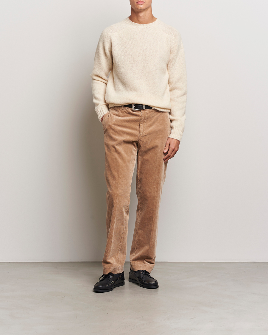 Homme | Pulls Et Tricots | Harley Of Scotland | Brushed Supersoft Lambswool Crewneck Cream