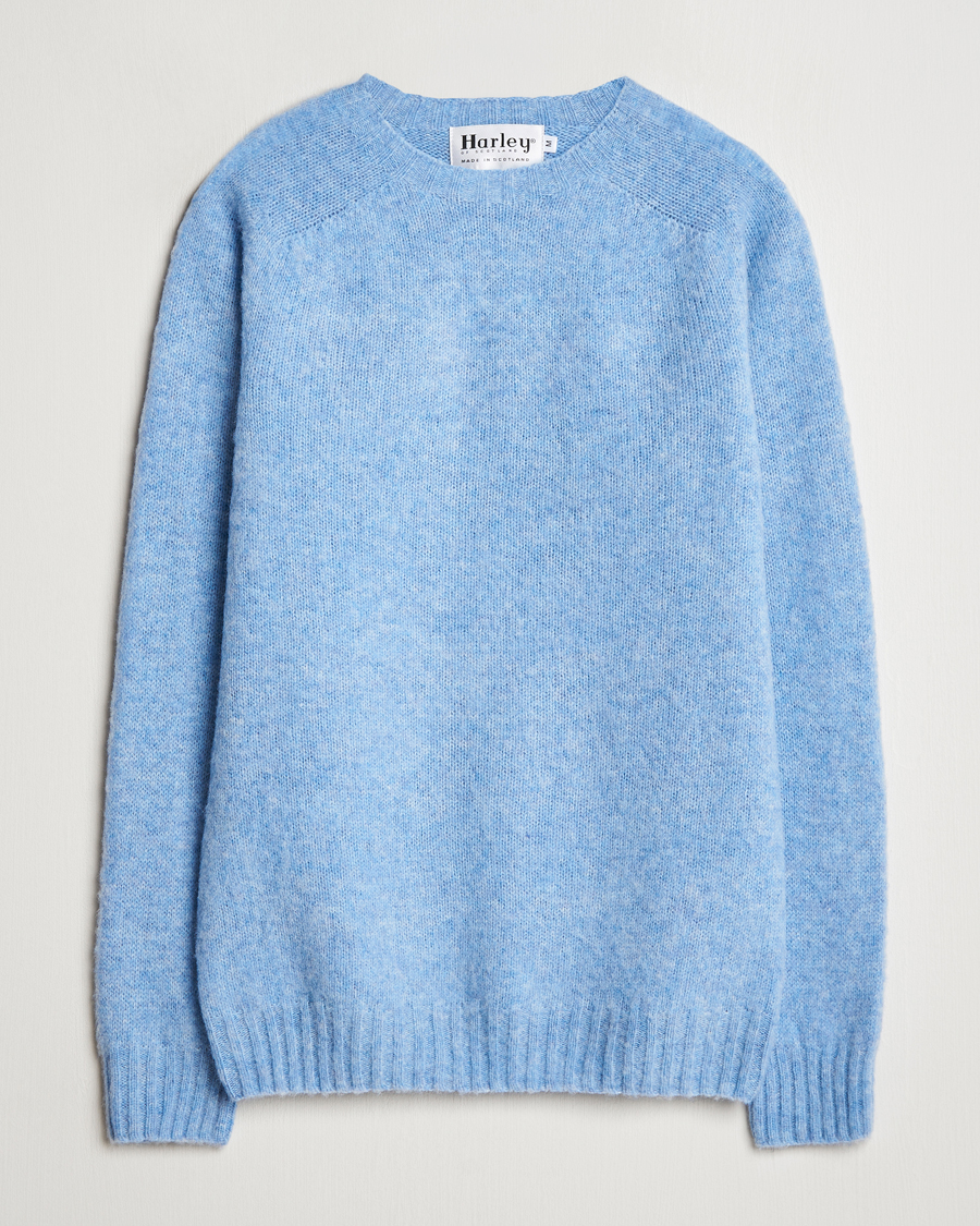 Homme | Pulls Et Tricots | Harley Of Scotland | Brushed Supersoft Lambswool Crewneck Ice Sea