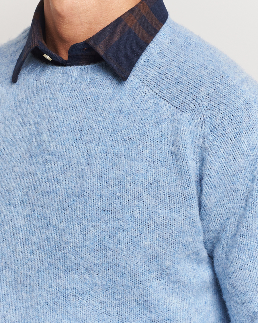 Homme | Pulls Et Tricots | Harley Of Scotland | Brushed Supersoft Lambswool Crewneck Ice Sea