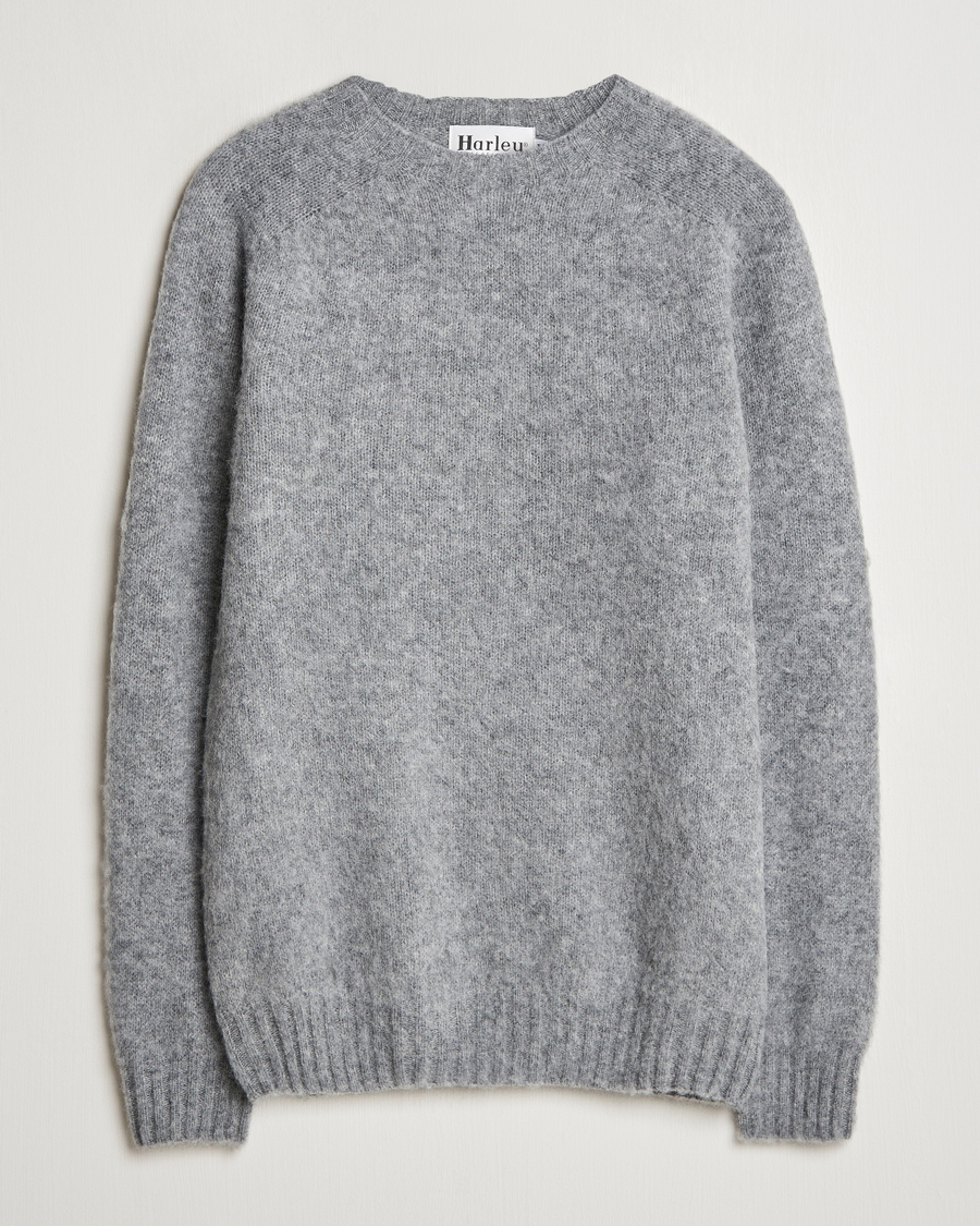 Homme | Pulls Et Tricots | Harley Of Scotland | Brushed Supersoft Lambswool Crewneck Medium Grey
