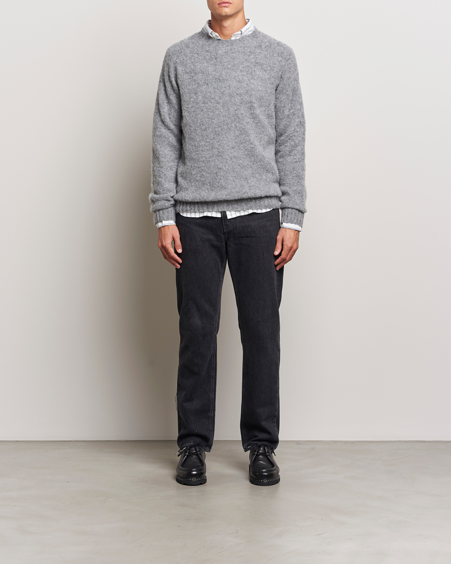 Homme | Pulls Et Tricots | Harley Of Scotland | Brushed Supersoft Lambswool Crewneck Medium Grey