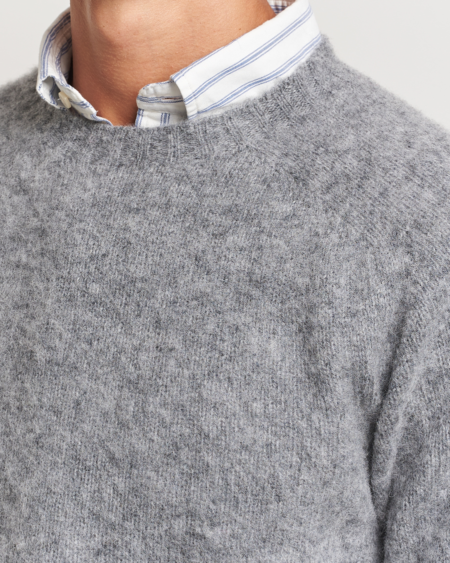 Homme | Pulls Et Tricots | Harley Of Scotland | Brushed Supersoft Lambswool Crewneck Medium Grey