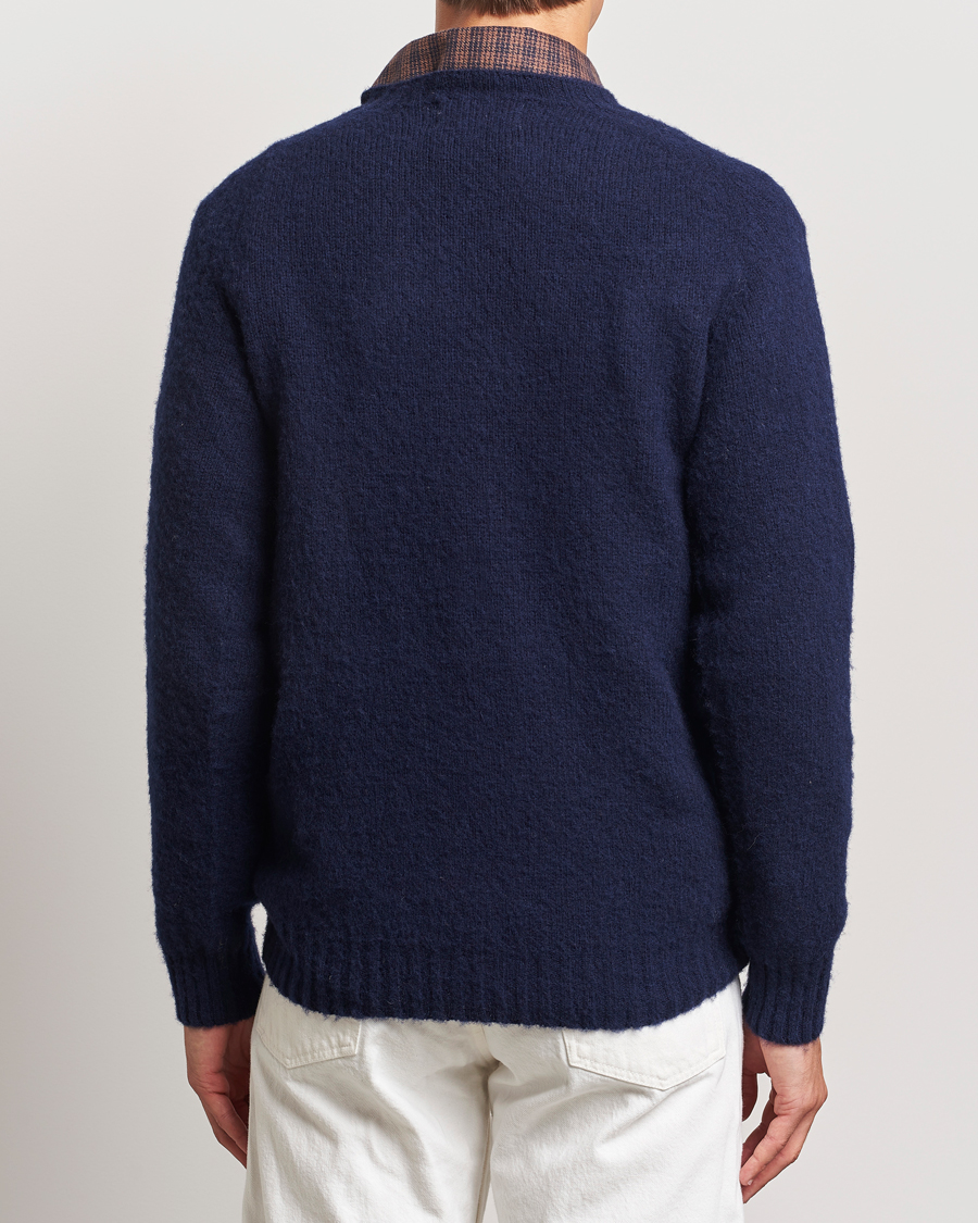 Homme | Pulls Et Tricots | Harley Of Scotland | Brushed Supersoft Lambswool Crewneck Navy