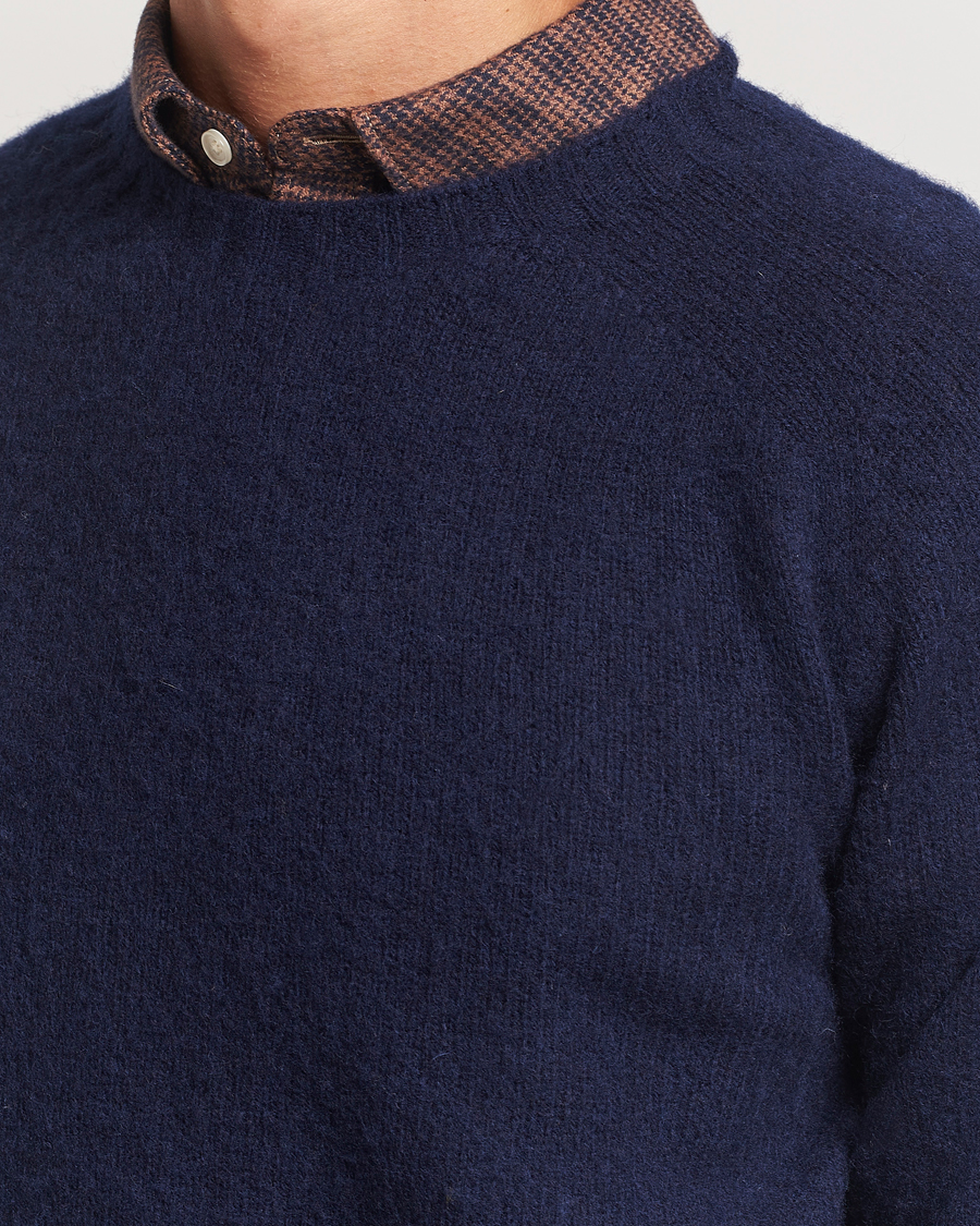 Homme | Pulls Et Tricots | Harley Of Scotland | Brushed Supersoft Lambswool Crewneck Navy