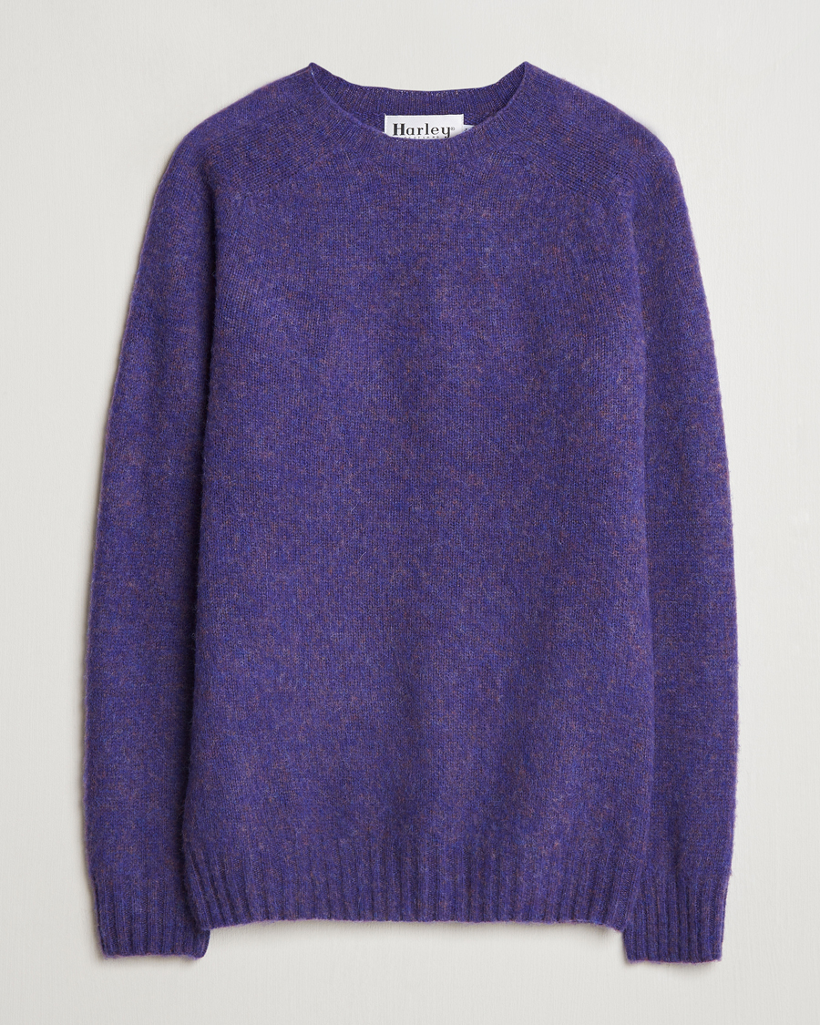 Homme | Pulls Et Tricots | Harley Of Scotland | Brushed Supersoft Lambswool Crewneck Royal Violet