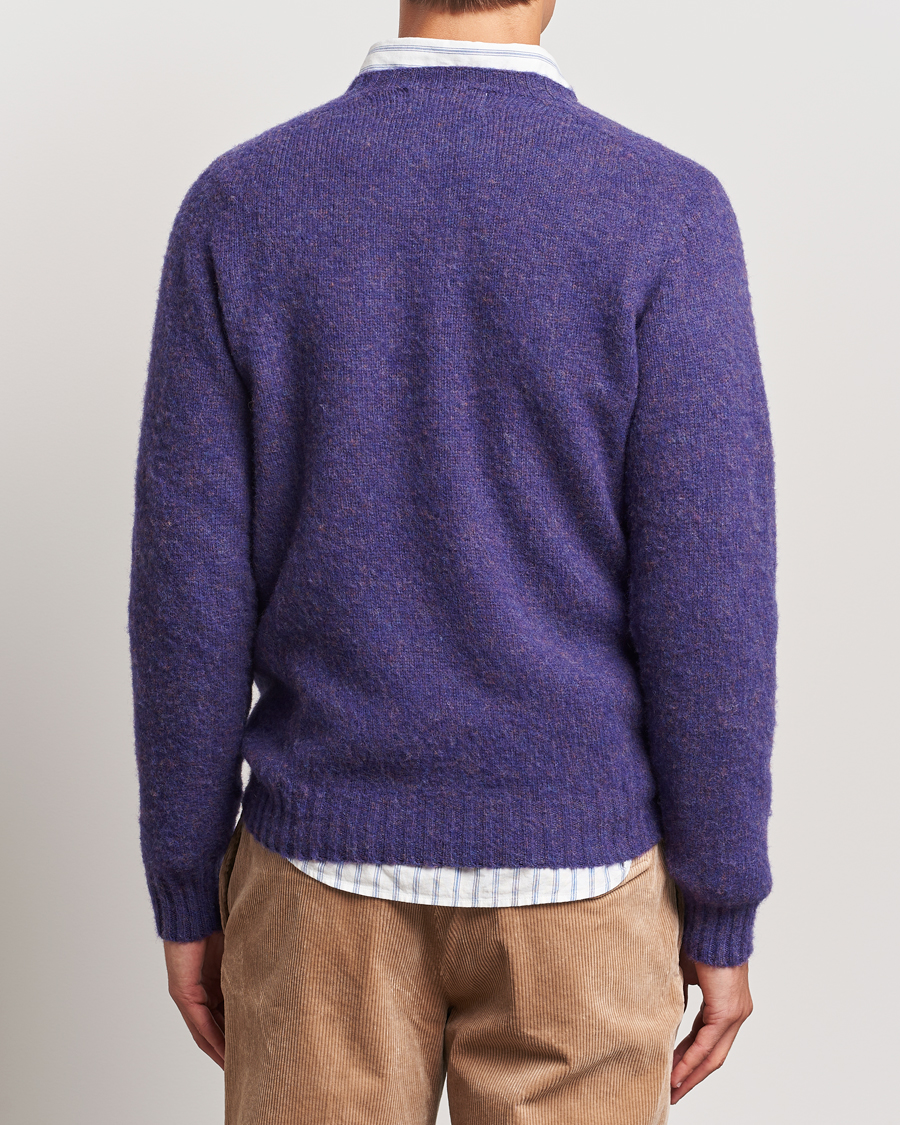 Homme | Pulls Et Tricots | Harley Of Scotland | Brushed Supersoft Lambswool Crewneck Royal Violet