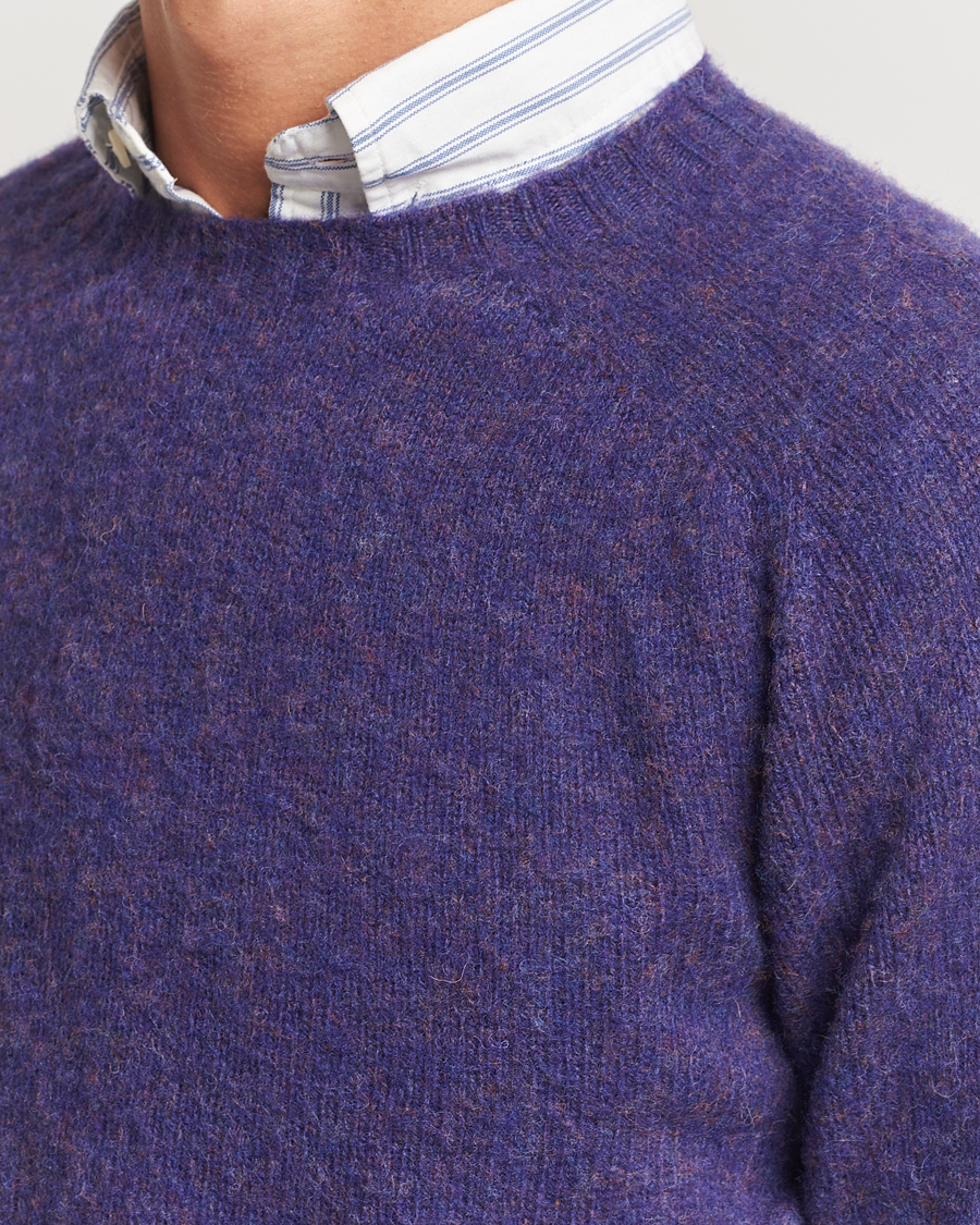 Homme | Pulls Et Tricots | Harley Of Scotland | Brushed Supersoft Lambswool Crewneck Royal Violet