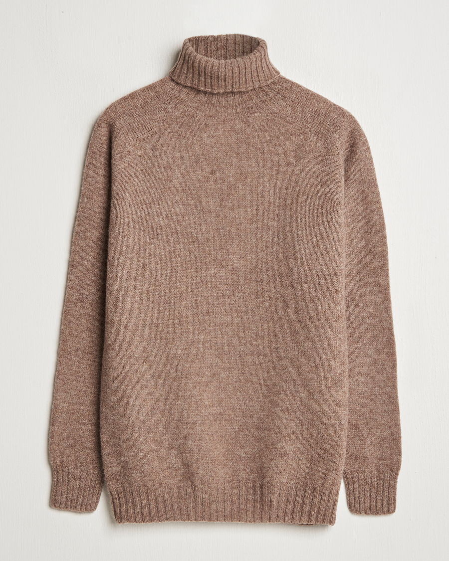 Homme | Pulls Et Tricots | Harley Of Scotland | Supersoft Lambswool Rollneck Nutmeg Brown
