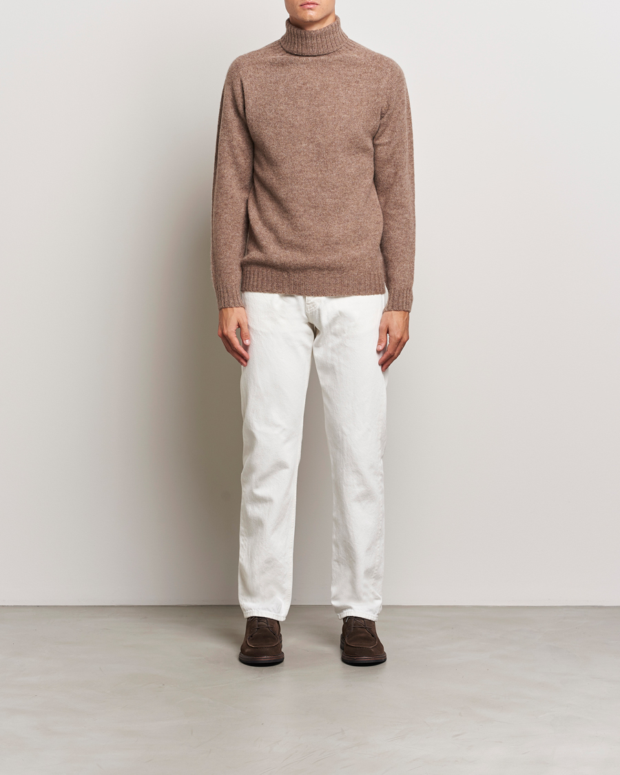 Homme | Pulls Et Tricots | Harley Of Scotland | Supersoft Lambswool Rollneck Nutmeg Brown