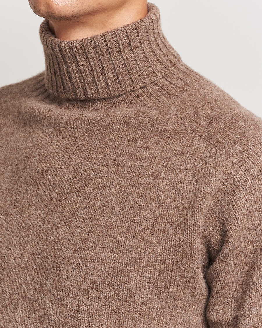 Homme | Pulls Et Tricots | Harley Of Scotland | Supersoft Lambswool Rollneck Nutmeg Brown