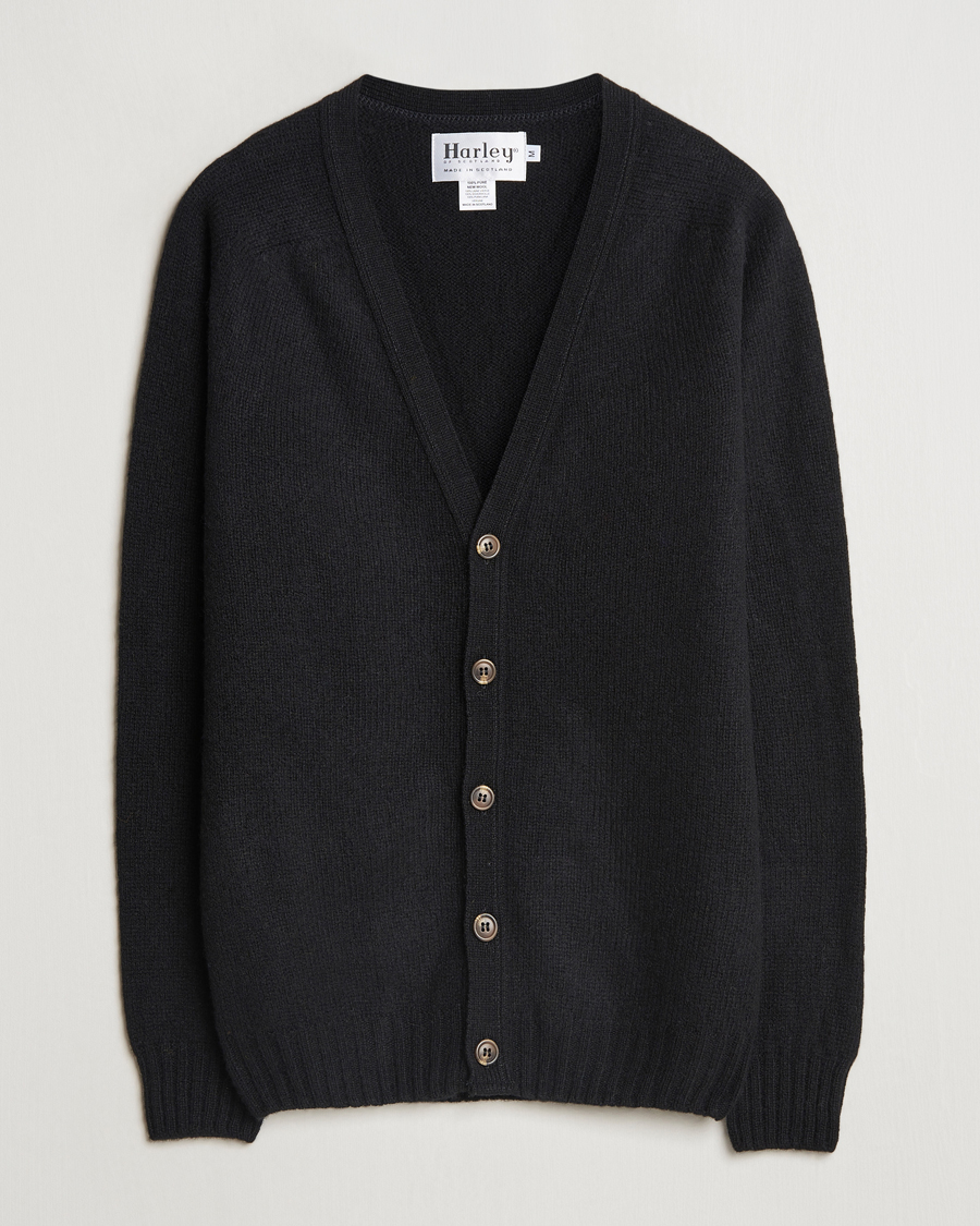 Homme | Pulls Et Tricots | Harley Of Scotland | Supersoft Lambswool Cardigan Black